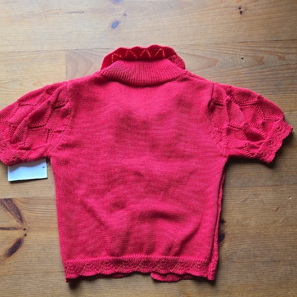 Vintage Inspired Red Knit Sweater w Floral Embroidery Cottagecore GrandmaCore - Picture 5 of 5
